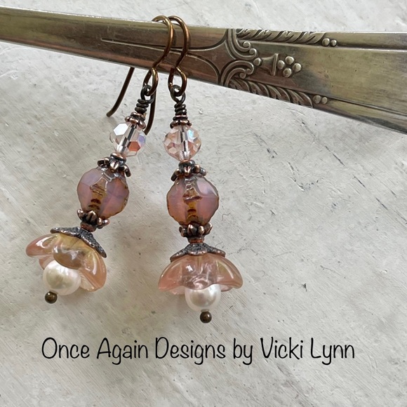 Hand Crafted Jewelry - ARTISAN Earrings “Dusty Rose” - Dangles